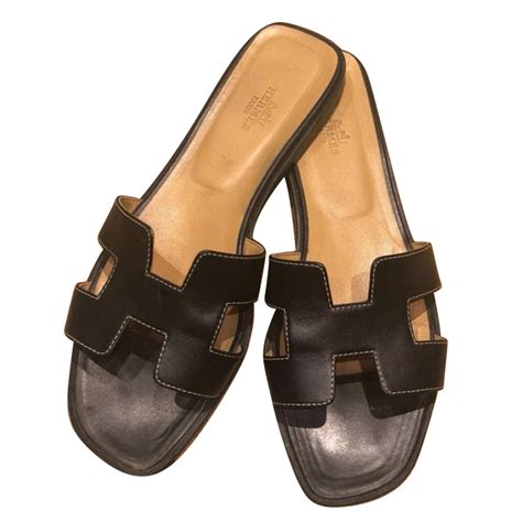 hermes oran sandals black.